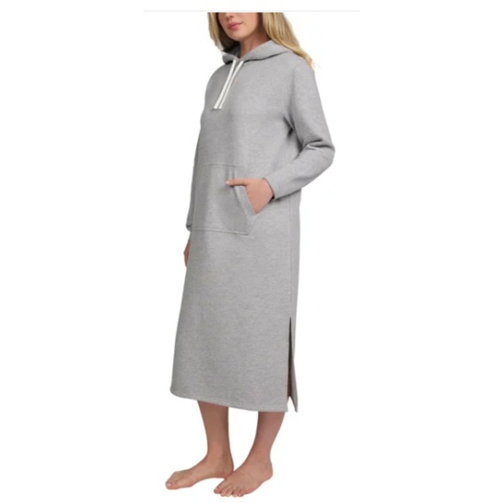 Lands End Hooded Lounger Night Gown Women Medium Heavyweight Kangaroo Pocket - Picture 2 of 3